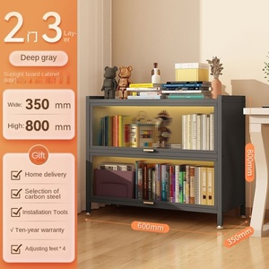 Bibliothèque moderne multi-niveaux en acier avec armoire anti-poussière à ouverture basculante, meuble de rangement de bureau sur pied, étagère à dossiers - Product Image 6