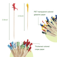 Bâtonnets à cocktail biodégradables en bois, 65/100 mm, multicolores, jetables, pour bar, aliments, fruits, décorations de Martini, brochettes