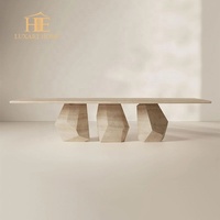 Table à manger en travertin de luxe, table longue de haute qualité, ensemble de table de restaurant pour la maison, cantine
