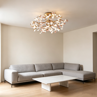 Lustre design moderne de luxe en forme de branches, lampe suspendue en céramique et laiton pour salon, salle à manger, cuisine