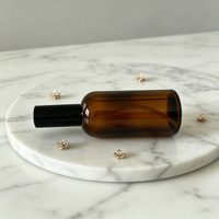 Flacon compte-gouttes rond en verre brun transparent de 150 ml avec bouchon en plastique pour sérum de soin de la peau et huiles essentielles, étiquettes personnalisables