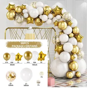 Ballons de fête d'anniversaire kit d'arche de ballons or blanc fournitures de ballons de décoration de fête d'anniversaire de bébé de mariage