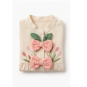Body de Algodón Suave para Bebé Niña, con Bordado Floral, Sin Mangas, Cuello Camisero, Estilo Pétalo, para Primavera, Sin Etiqueta - Product Image 3