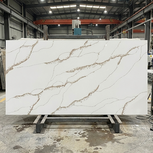 Encimera de Cuarzo con Aspecto de Mármol Calacatta Oro, Fabricada a Medida, para Isla de Cocina o Tocador de Baño - Product Image 3