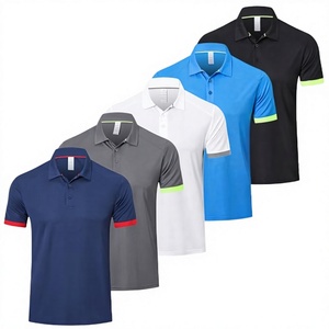 เสื้อโปโลแขนสั้นผู้ชาย สีพื้น แห้งเร็ว ผ้าถัก สวมใส่สบาย 100% โพลีเอสเตอร์ ดีไซน์กระดุม ทรงปกติ - Product Image 2