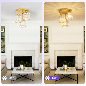 उत्कृष्ट सोने-टोन लोहे की बनाई छत लाइट 26 बल्ब 120v इनडोर सेटिंग्स के लिए 60w अधिकतम पावर आदर्श का समर्थन करता है। - Product Image 4