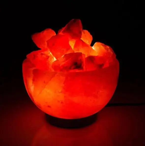 Sal do Himalaia Paquistanês Fogo Tigela Lâmpada De Cristal Rosa Cilindro Lâmpada De Sal LED: Personalizado-Embalado 5x5x7 Night Light
