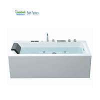 Baignoire autoportante moderne certifiée CE, en acrylique, de 60 pouces, pour 2 à 3 personnes, avec jets de micro-bulles et massage par remous