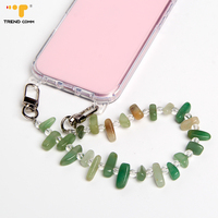 Chaînes suspendues de téléphone de mode personnalisée sangles de perles de cristal de pierre naturelle rose accessoires de téléphone portable pour fille tissée
