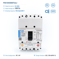 Disjoncteur thermique magnétique Eaton PDC 80A 3P 50kA 400V AC 50/60Hz triphasé basse tension MCCB pour la protection des moteurs