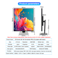 Bestseller 27,6 Zoll 2K 2560x2880 60Hz 16:18 -IPS Panel Monitor 4-Seitig Ultra-Schmaler Rahmen Monitor Quadratischer Bildschirm