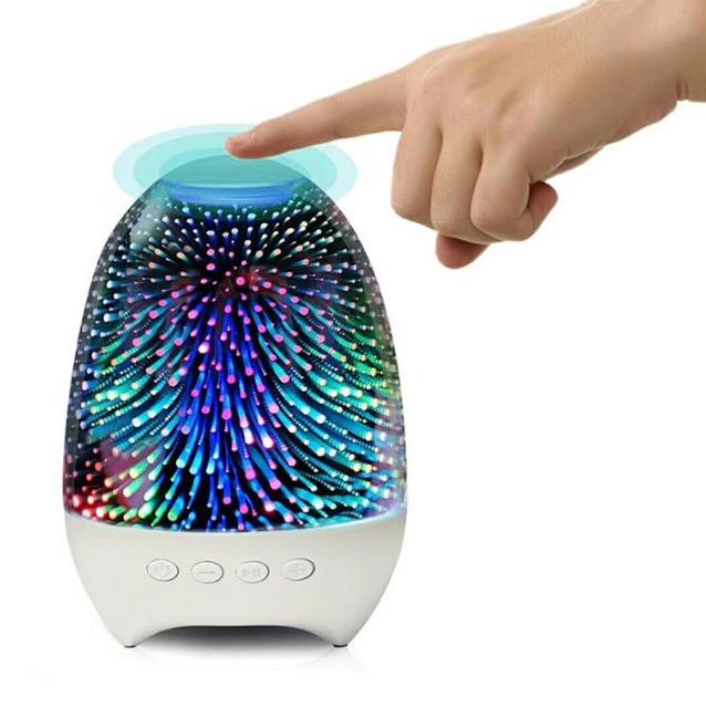 Portable Night Light BT Speaker 3D Glass Bedside Table Lamp Color LED Night Lamp Touch Control BT Speakers