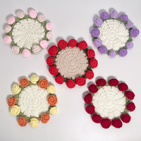 Sous-verres et sets de table en forme de fleurs, dessous de plat au crochet faits à la main en fil de coton laitier, nouveau style mignon, style Ins, fournitures de bureau