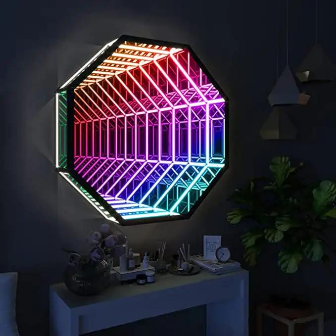 Spiegel Tunnel Licht Fernbedienung und APP-Steuerung LED Infinity Wand spiegel rahmen mit mehrfarbigem Wechsel licht LED Party Home Decor