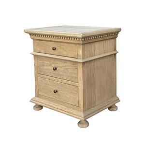 Fh1259 tinh tế Pháp tỉnh thủ công hamptons-phong cách rắn gỗ sồi Bàn Cạnh Giường ngủ với ba ngăn kéo. - Product Image 2