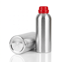 Bouteille en aluminium poli miroir de 1000 ml avec bouchon de sécurité rouge, hermétique et opaque, pour huiles essentielles, parfums et produits chimiques