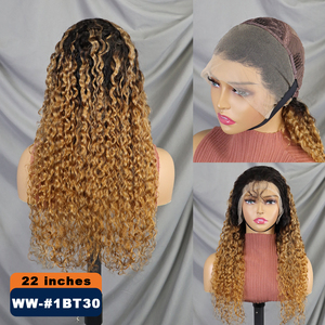 200% Human Hair <b>Wigs</b> #1BT/30 Water Wave <b>Lace</b> Front <b>Wigs</b> Long 13x4 Transparent <b>Lace</b> Frontal Hair <b>Wig</b> - Product Image 2