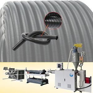 Ligne de production de tuyaux ondulés à paroi simple, haute vitesse, pour tuyaux PVC, avec contrôle PLC, extrudeuse plastique à onduleur ABB, économie d'énergie de 30% - Product Image 2