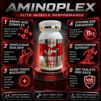 Marque privée |   Comprimés Racing Rooster Aminoplex 100 unités – Booster d'acides aminés haute puissance, soutien immunitaire riche en protéines, anti-fatigue