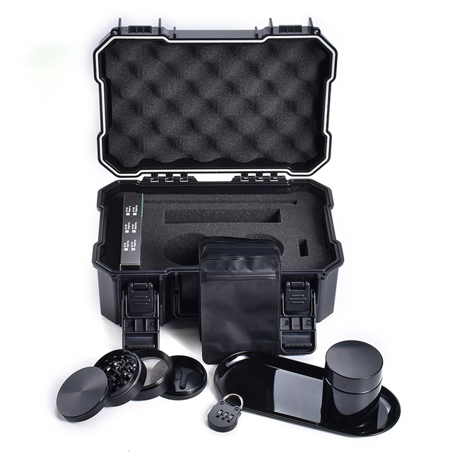WOWO TECH Wholesale Premium Quality Smell Proof Storage Bag Smoking Kits With Rolling Tray Herb Grinder Smoking Accessories Kit
