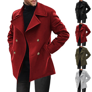 Gabardina para hombre de longitud media, doble botonadura, mezcla de lana, ropa de abrigo para primavera y otoño. - Product Image 3