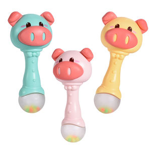 Juguete Sonajero de Mano con Diseño de Cerdo de Dibujos Animados, con Orejas de Silicona, para Estimular el Agarre, el Seguimiento Visual y el Audición, Regalo para Recién Nacidos - Product Image 3