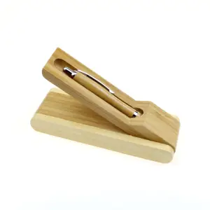 BECOL קלאסי עיצוב עסקי עט תיבת במבוק עץ מחזיק עט מותאם אישית לוגו מזרקת עט מקרה עבור מתנה