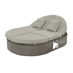 Lit de Jardin Pliant Moderne pour 2 Personnes avec Coussins et Oreillers, Cadre en Rotin et Fer, Chaise Longue Inclinable pour Patio et Cour - Product Image 5