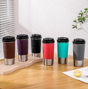 Taza mágica personalizada creativa, vaso de 450ml de doble pared de acero inoxidable 304, taza de café de succión de viaje con tapa - Product Image 3