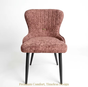 Sedia da Pranzo di Lusso Moderna e Resistente con Schienale Alto in Tessuto Imbottito e Gambe in Metallo - Product Image 2