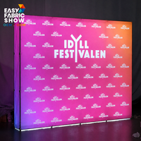 Bannière en tissu rétroéclairée à LED avec impression de logo OEM/ODM, toile de fond pop-up, toile de fond réutilisable pour salon professionnel
