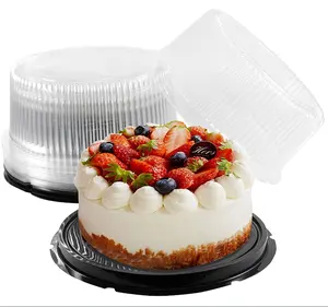 9英寸带圆顶盖的圆形蛋糕快递容器去蛋糕容器塑料一次性蛋糕容器载体