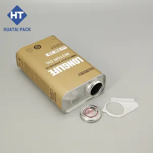 Échantillon gratuit Boîtes de conserve carrées en métal pour huile moteur 1L 2L avec bec en plastique