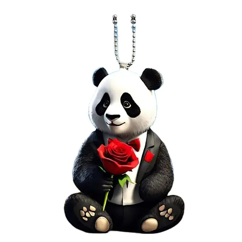 2D Acrylic Flat Pendant Car Decoration Pendant Rose Panda Backpack Keychain Decoration The Best Gift For Holiday Gifts