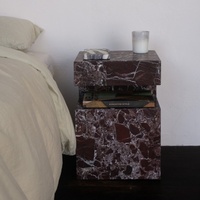 Table d'appoint en marbre naturel, design de mobilier de maison, table multicolore, pilier en pierre de luxe, socle en marbre, table d'appoint en marbre, Marmol Mesa