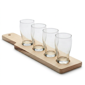 Porte-verre en bois de style plateau de créateur pour plusieurs verres Organisateur pratique et élégant pour la maison, le bureau ou la fête d'Inde - Product Image 1