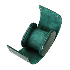 High Quality Pu Leather 3 <strong>Pockets</strong> Green <strong>Box</strong> Luxury Velvet Single Men's <strong>Watch</strong> <strong>Box</strong> with Custom Logo