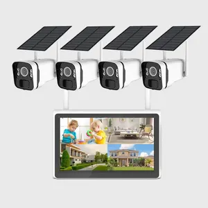 4CH 10 Zoll LCD 4k NVR 4MP Outdoor Home Wifi Drahtloses Solar PTZ Überwachungs kamerasystem