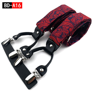 Tirantes de Alta Calidad, Bonitos, Suministro de Fábrica, Personalizados, de Tela Roja, Elásticos Verdes Coloridos, con Broches de Botón - Product Image 4