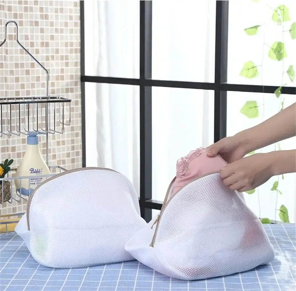 Mesh Fiber Laundry Bag para Sapatos e Roupa Interior Sacos de Lavagem com Zíperes para Máquinas de Lavar Viagem Clothes Storage Organizer Pocket