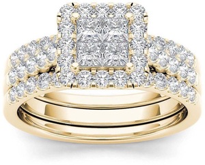Luxus Hochzeit Verlobung Liebhaber <span class=keywords><strong>Ring</strong></span> Set Bling Iced Out geometrische kubische Zirkon Kristall <span class=keywords><strong>Ring</strong></span> für Paar Frauen Männer - Product Image 1