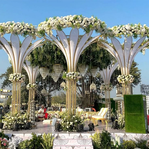 خلفية زفاف ذهبية بتصميم عصري، خلفية مسرح كبيرة وأعمدة مدخل لتزيين الفعاليات - Product Image 2