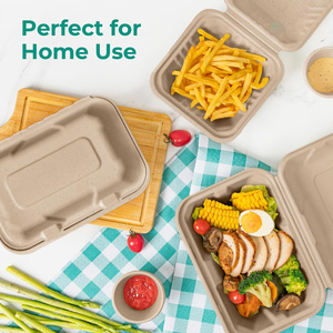 Contenedores de Alimentos Desechables Biodegradables de Bagazo de Caña de Azúcar, Aptos para Microondas y Resistentes a la Grasa, y Cajas para Llevar Comida para Camping - Product Image 4