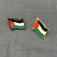 Drapeau national palestinien personnalisé en métal pour broches et badges, sérigraphié, finition antique, pour accessoires vestimentaires