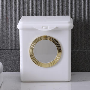 ถังขยะตั้งโต๊ะทรงสี่เหลี่ยมสีขาวหรูหรา พร้อมฝาปิดแบบพลิก สำหรับใช้ในบ้าน สำนักงาน หอพัก - Product Image 4