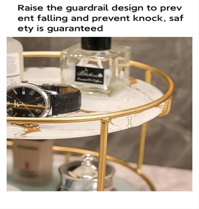 Luxury 2 Tier 360° Rotating Mirrored <b>Vanity</b> <b>Tray</b> Gold Dessert Mirror Display <b>Tray</b> for Wedding Party Decoration - Product Image 3