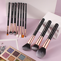 Pinceaux de maquillage professionnels BEILI Beauty Manufacturers, haute qualité, poils synthétiques imitation poil de chèvre, ensemble de pinceaux noir et or rose.