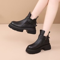 Nouvelles bottes Martin à semelle épaisse pour femmes automne-hiver 2026, bottines en cuir véritable style britannique rétro