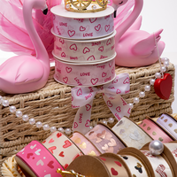 Ruban en satin imprimé de 2,5 cm de large - Ruban d'emballage cadeau floral en gros pour bouquets, gâteaux et artisanat - Rouleau de ruban cadeau