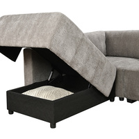 Canapé-lit en tissu de conception européenne, deux places, en forme de L, avec rangement pliable, pour usage hôtelier, durable et écologique